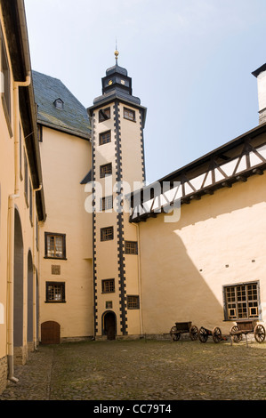 Innenhof Museum Schloss Burgk, Burgk, Thüringen, Deutschland, Europa Stockfoto