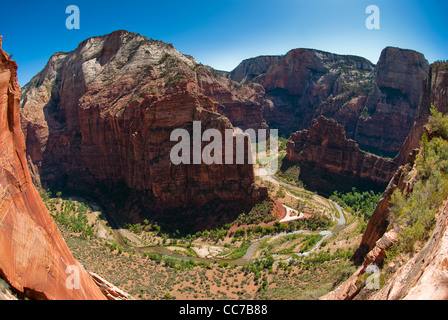 Panoramablick über big Bend im Zion National Park gesehen von Angels landing, Utah, usa Stockfoto