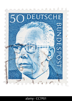 Briefmarke: Deutschland, 1970, Bundespräsident Dr. Gustav Heinemann, 50 Pfennig, gestempelt Stockfoto