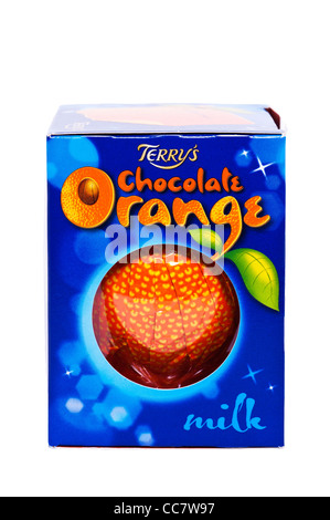 Ein Terry Milchschokolade orange auf weißem Hintergrund Stockfoto