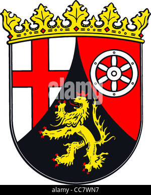 Wappen des deutschen Bundeslandes Rheinland-Pfalz. Stockfoto