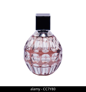 Eine Flasche Parfüm von Jimmy Choo auf weißem Hintergrund Stockfoto