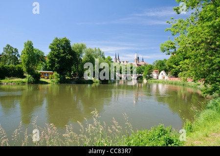 Kathedrale Bezirk über Saale-Fluss mit Dom und Schloss Merseburg, Sachsen-Anhalt, Deutschland, Europa Stockfoto