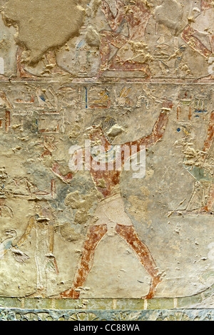 Reliefs in das Reich der Mitte-Grab der Senbi Sohn des Ykh Hotep bei Meir, Nord-westlich von Asyut in Mittelägypten Stockfoto