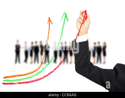die Hand Zeichnung Business-Grafik von Farben Kreide Stockfoto