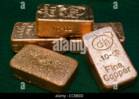 Reines Kupfer Barren (Ingots) Stockfoto