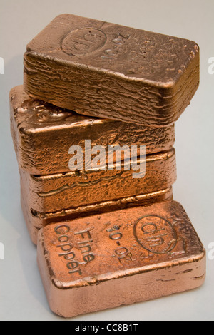 Reines Kupfer Barren (Ingots) Stockfoto