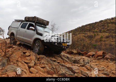 4 x 4 Geländewagen auf der "van Zyl' Pass.  Kaokoland, Namibia. Stockfoto