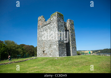 Das 15. Jahrhundert das Tower House von Audley Schloss, Schloss Station Immobilien, County Down, Nordirland. Stockfoto