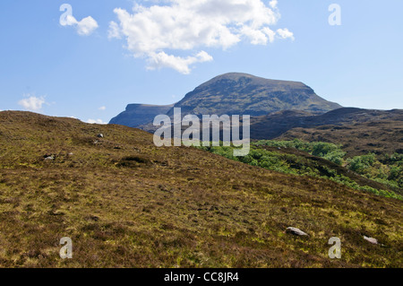 Schottischen Highlands, Moores, Aussicht auf Berge, Segeln Ghorm 776m, Quinag 809m, Nord-West-Schottland Stockfoto