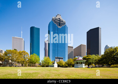 Öffentlicher Park Skyline von Sam Houston, Texas Stockfoto