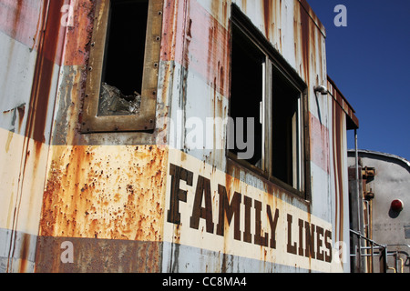 Dienstwagen von der Familie Linien System Eisenbahn. Stockfoto