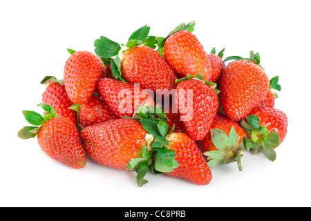Saftige Erdbeeren auf weißem Hintergrund isoliert Stockfoto