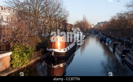 Hausboot, wo Richard Branson zum Leben auf dem Paddington Arm an Klein-Venedig, Stockfoto