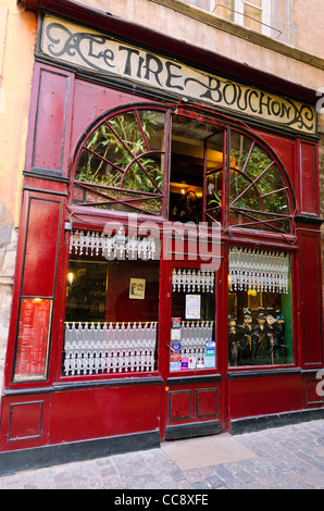 Le Tire Bouchon Restaurant in der Altstadt Vieux Lyon, Frankreich (UNESCO-Weltkulturerbe) Stockfoto