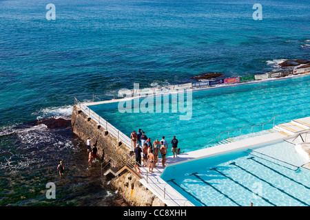 Pool am Bondi Icebergs Surf Life Saving an Bondi Beach Sydney mit Wettschwimmen Stockfoto