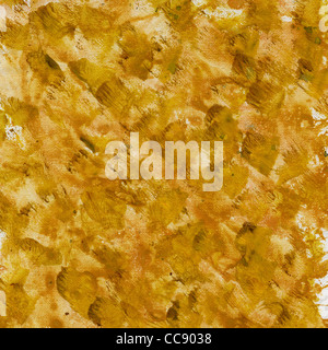 Zusammenfassung Hintergrund - Spritzer von gelben und braunen Aquarellfarbe auf weißen Künstlerleinwand Stockfoto