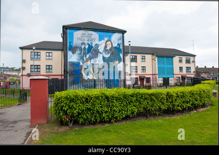 Ein Wandbild in Derry, die Darstellung der Ereignisse "Probleme" in Nordirland Stockfoto