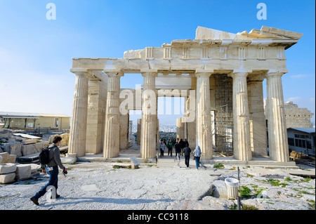 Propyläen, Akropolis, Athen, Griechenland, Europa Stockfoto