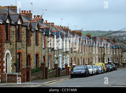 eine Reihe von Reihenhäusern in Truro, Cornwall, UK Stockfoto