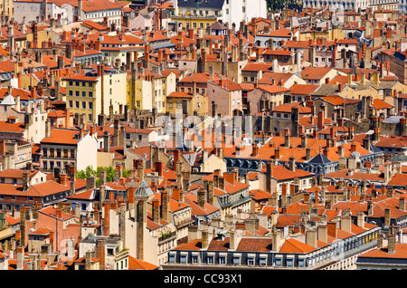 Altstadt Vieux Lyon aus Hügel Fourvière, Frankreich ...