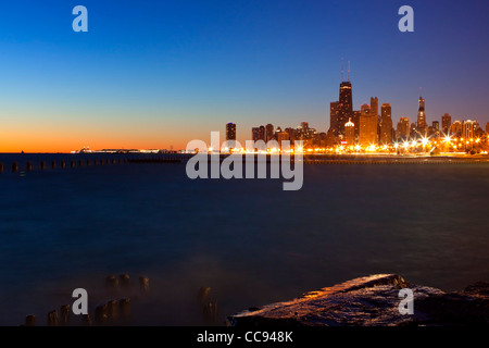 Skyline von Chicago in den frühen Morgenstunden. Stockfoto