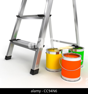 Öffnen Sie die Treppe auf weißem Hintergrund. 3D gerenderten Bild Stockfoto