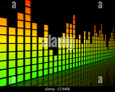 Equalizer auf schwarzem Hintergrund. computergenerierte Bild Stockfoto