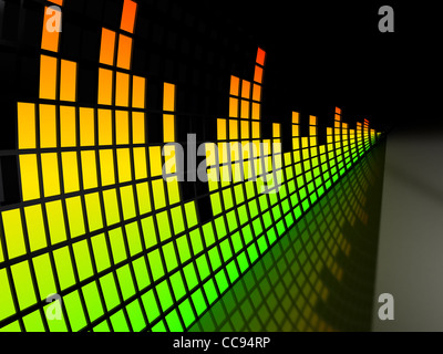 Equalizer auf schwarzem Hintergrund. computergenerierte Bild Stockfoto