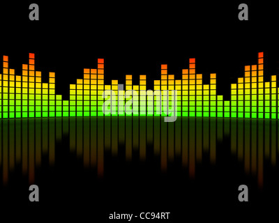 Equalizer auf schwarzem Hintergrund. computergenerierte Bild Stockfoto