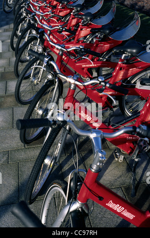 Call a Bike Fix Verleih-Station in der Hafencity Hamburg. Stockfoto