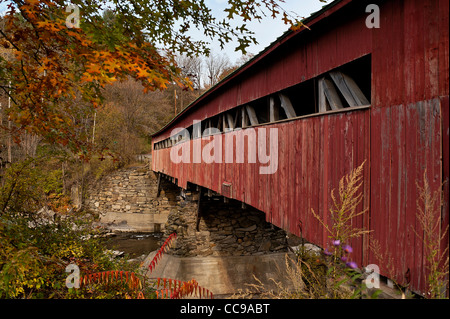 Gedeckte Brücke, Taftville, Vermont, USA, VT Stockfoto