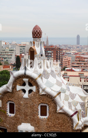 Ausblick auf Barcelona vom Park Güell Stockfoto