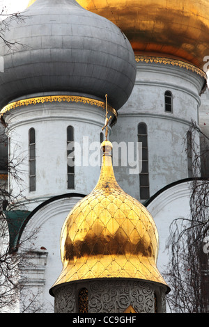 Kuppeln der Kathedrale der Heiligen Jungfrau von Smolensk. Ensemble der Nowodewitschi-Kloster. Moskau, Russland. Stockfoto