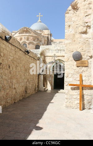 9. Station des Cross.Basilica des Heiligen Grabes im Hintergrund. Jerusalem, Israel. Stockfoto