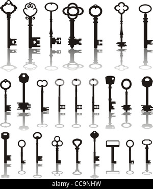 Alte Schlüssel Silhouetten Vektor-design Stockfoto