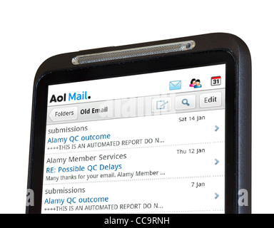 AOL Mail-Posteingang auf einem HTC-smartphone Stockfoto