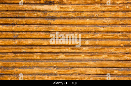 Hintergrundbild aus alten gelben Holzplatten Stockfoto