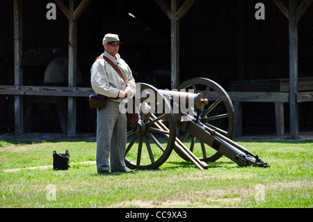 Kanone abfeuern Display, Fort Jackson, Savannah, Georgia Stockfoto