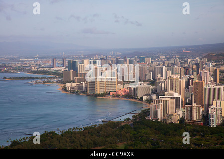 Blick vom Diamond Head Krater, Waikiki, Honolulu, Hawaii. Stockfoto