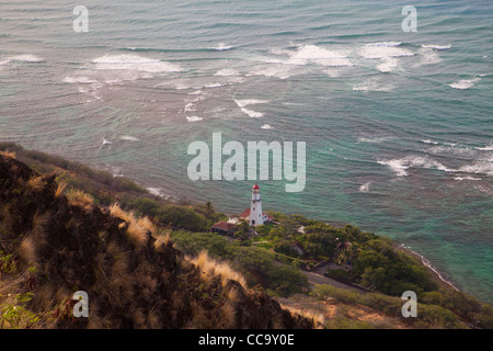 Diamond Head Lighthouse von Diamond Head Krater, Waikiki, Honolulu, Hawaii. Stockfoto