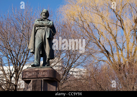 Statue von Giuseppe Maria Garibaldi, Garibaldi Park. Wenig Italien Nachbarschaft Chicago Illinois. Stockfoto