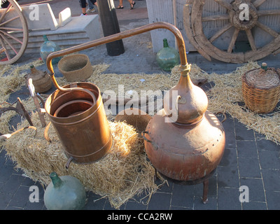 alten Kupferkesseln Stockfoto