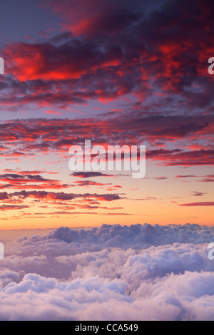 Sonnenuntergang im oberen Bereich Haleakala, Haleakala National Park, Maui, Hawaii. Stockfoto