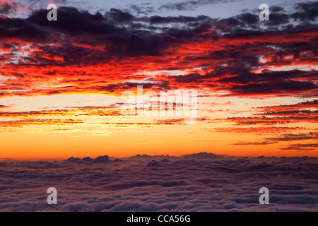 Sonnenuntergang im oberen Bereich Haleakala, Haleakala National Park, Maui, Hawaii. Stockfoto