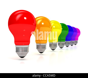 Regenbogen-Lampe auf weißem Hintergrund. computergenerierte Bild Stockfoto