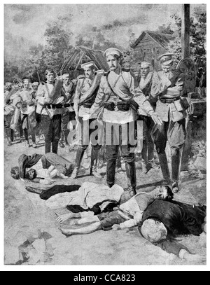 1914 deutsche Schlachtung unschuldige Frauen Kinder russische Soldaten kaltblütige Mord Ausführung ausgeführt Völkermord Stockfoto