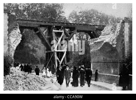 Militärische Royal Engineers können bei Ameins Rouen Holz Brücke engineering Struktur Eisenbahn Zug Spur Wiederaufbau Eisenbahn Stockfoto