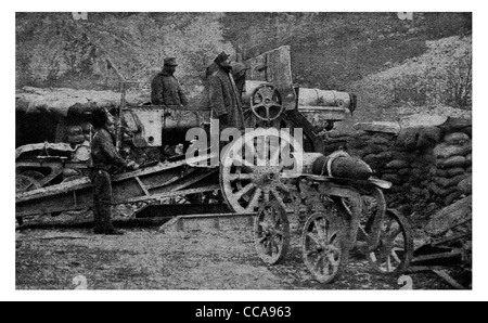 1915 Monster Waffe Belagerung Pistole Alpine Theater des Kriegs Aktion gegen österreichische Fort Hermann Frontlinie Graben Riese Zündung Batterie Stockfoto