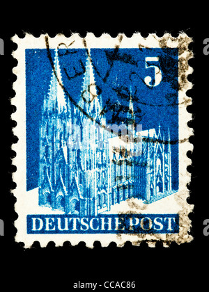 Briefmarke: Deutsche Post, Köln Münster, 5 Pfennig, 1948, gestempelt Stockfoto